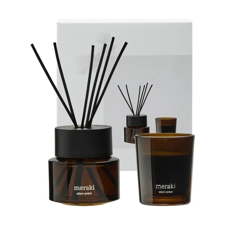 Meraki Geschenkset Duftstäbchen und Duftkerze - Silent amber - Meraki