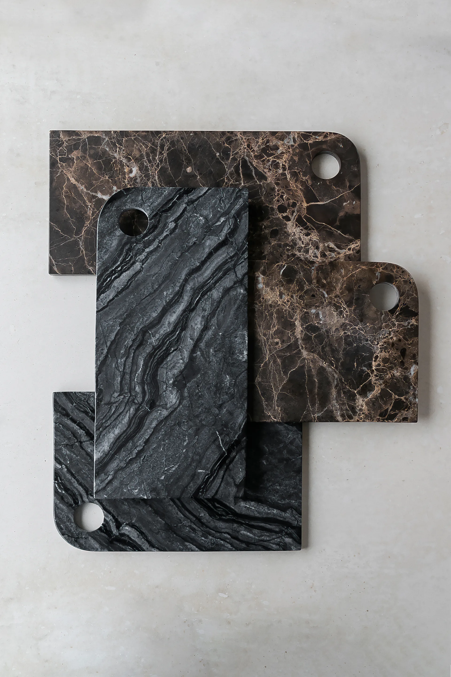 Marble Serviertablett large 18x38 cm, Black-Grey Mette Ditmer