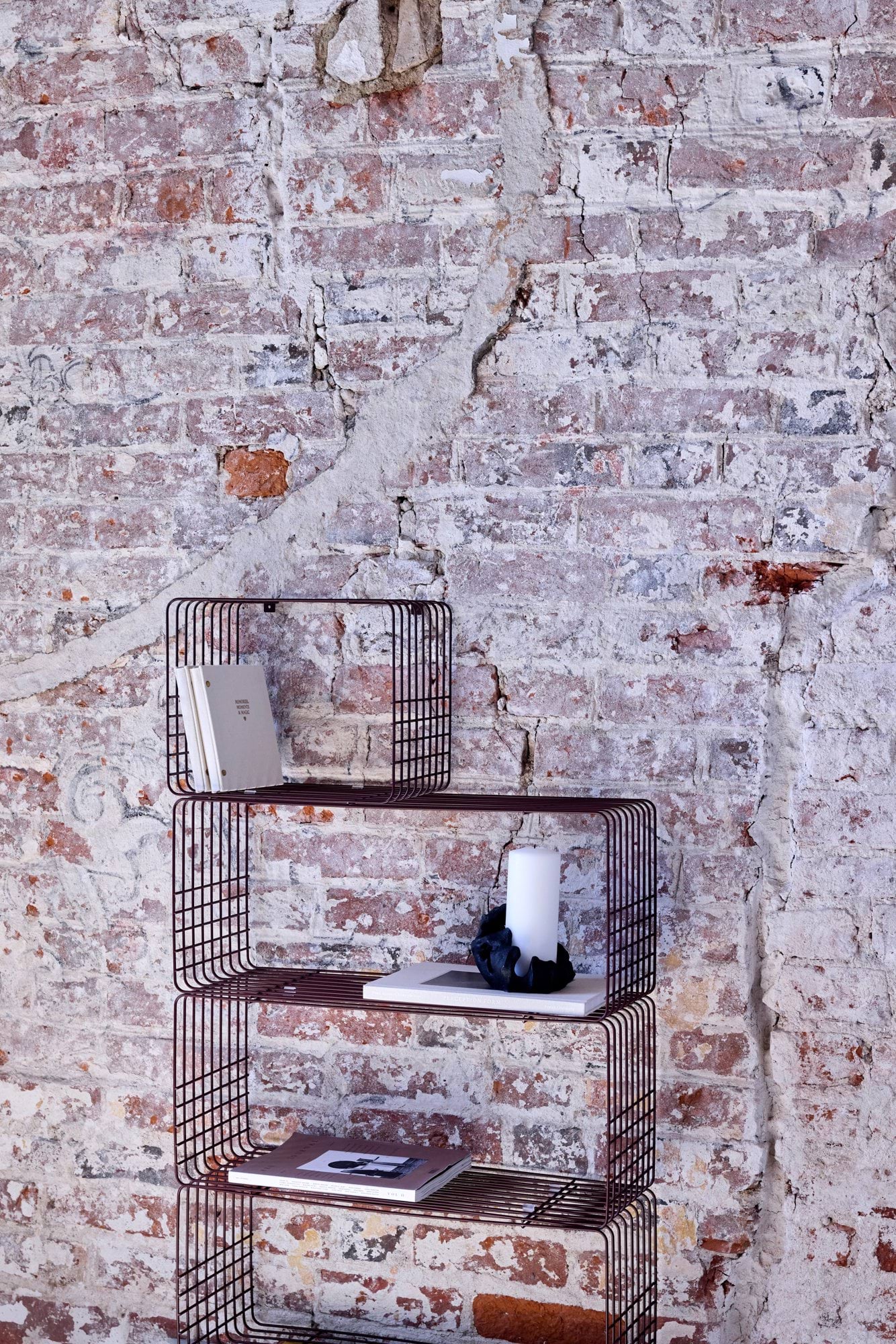 Wire Wandregal, Short, Rot, 26x38x30,5 cm Mette Ditmer