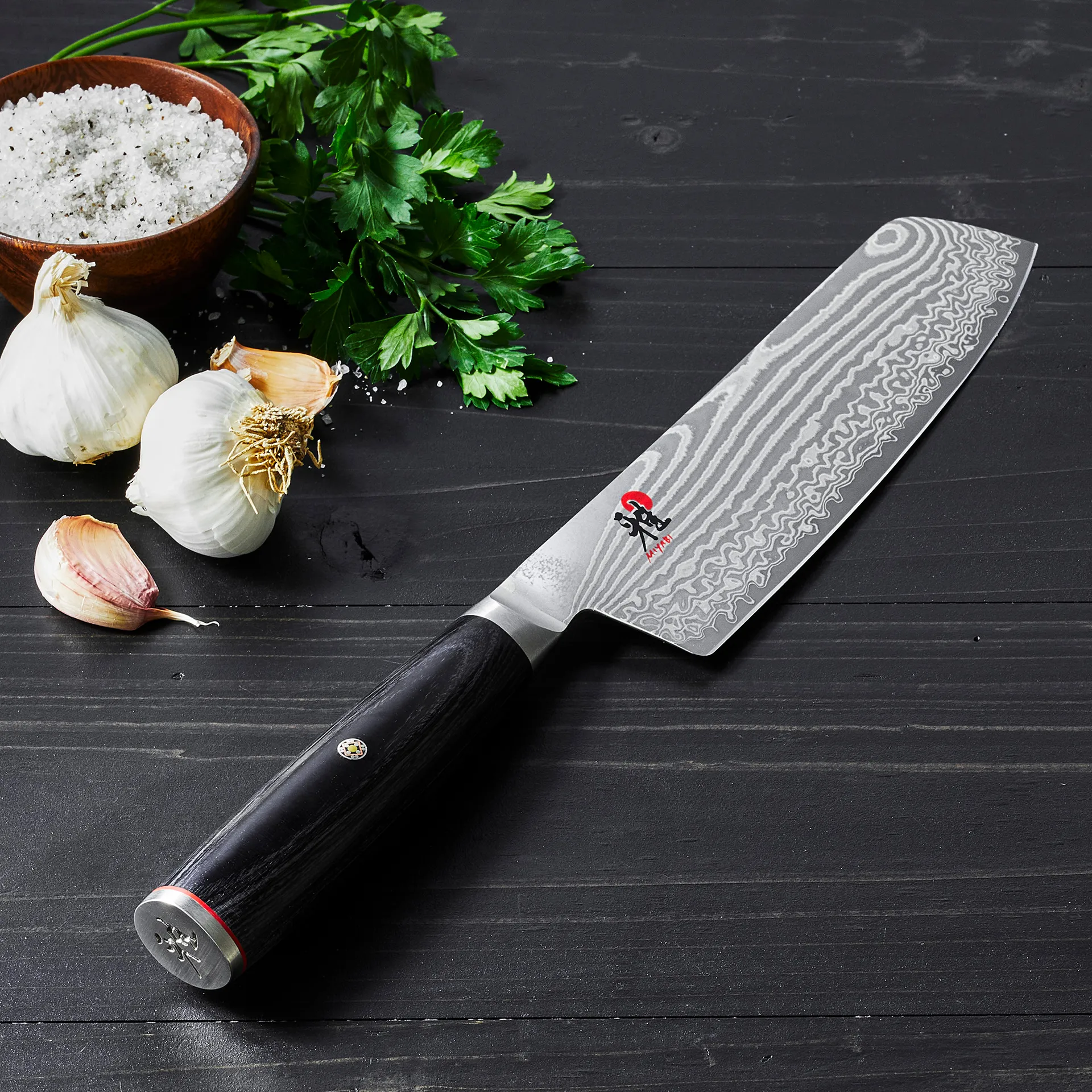 Raw 5000FCD Nakiri Obstmesser rektangulär 17 cm, Damaskus-schwarz Miyabi