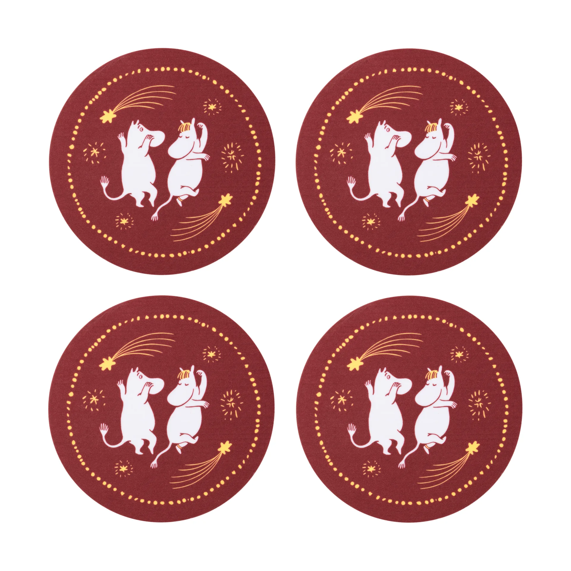 Festive Moments Mumin Glasuntersetzer 4er-Pack, Ø9 cm Moomin Arabia