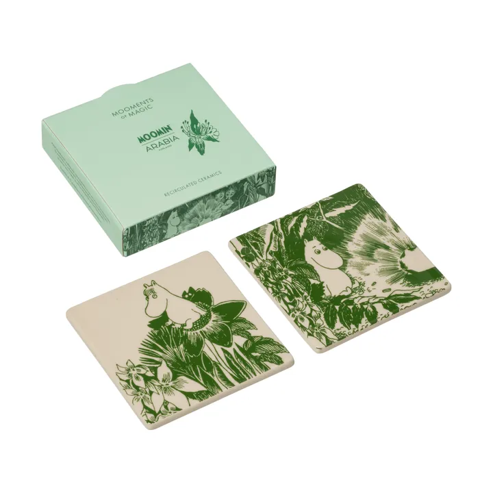 Mystischer Wald Mumin Glasuntersetzer - Grün, 10x10 cm, 2er-Pack - Moomin Arabia
