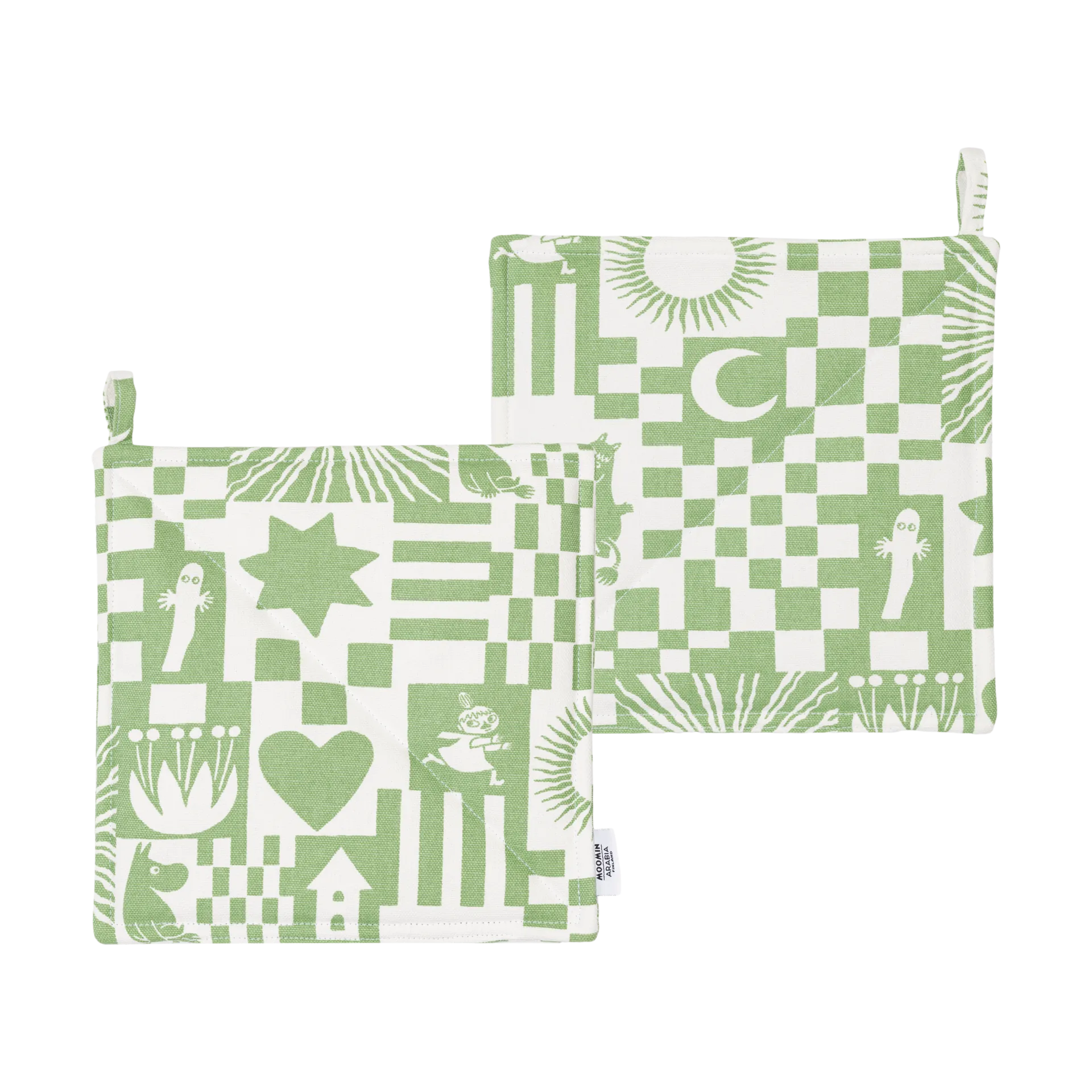 Party Mumin Topflappen 22x22 cm 2er-Pack, Grün Moomin Arabia