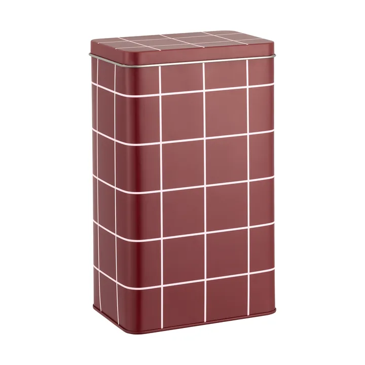 Checks & Stripes Kaffeedose aus Blech - Brown-pink, 12x8x20 cm - Muurla