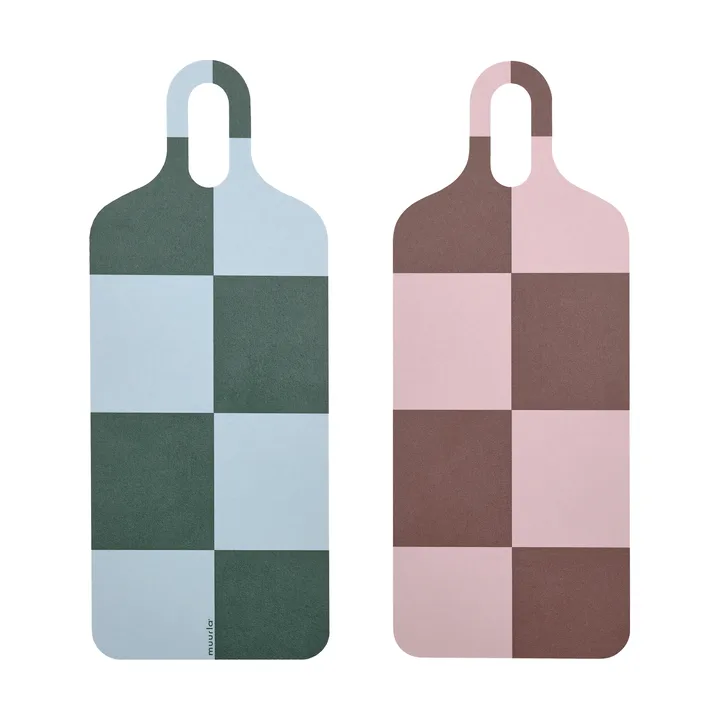 Checks & Stripes Tablett 13 x 33cm - Brown-pink-green - Muurla
