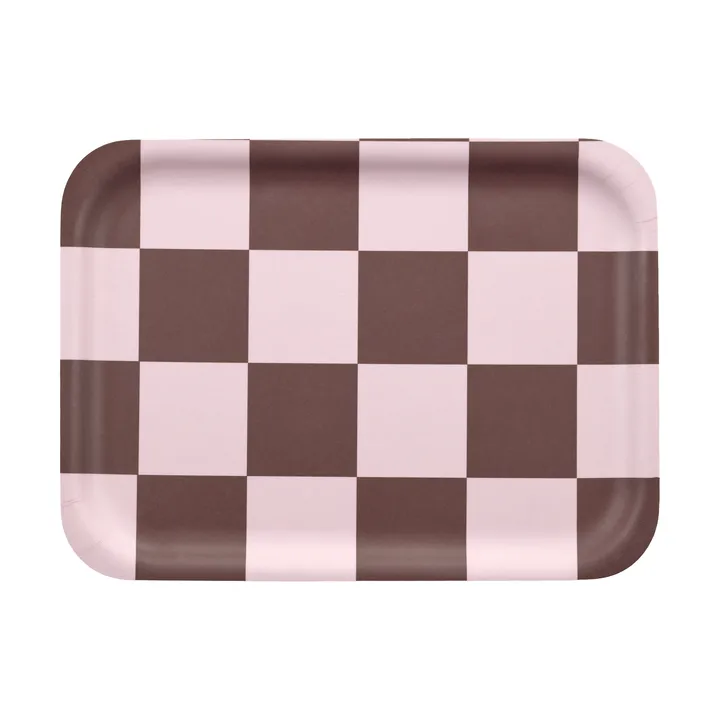 Checks & Stripes Tablett 20x27 cm - Brown-pink - Muurla