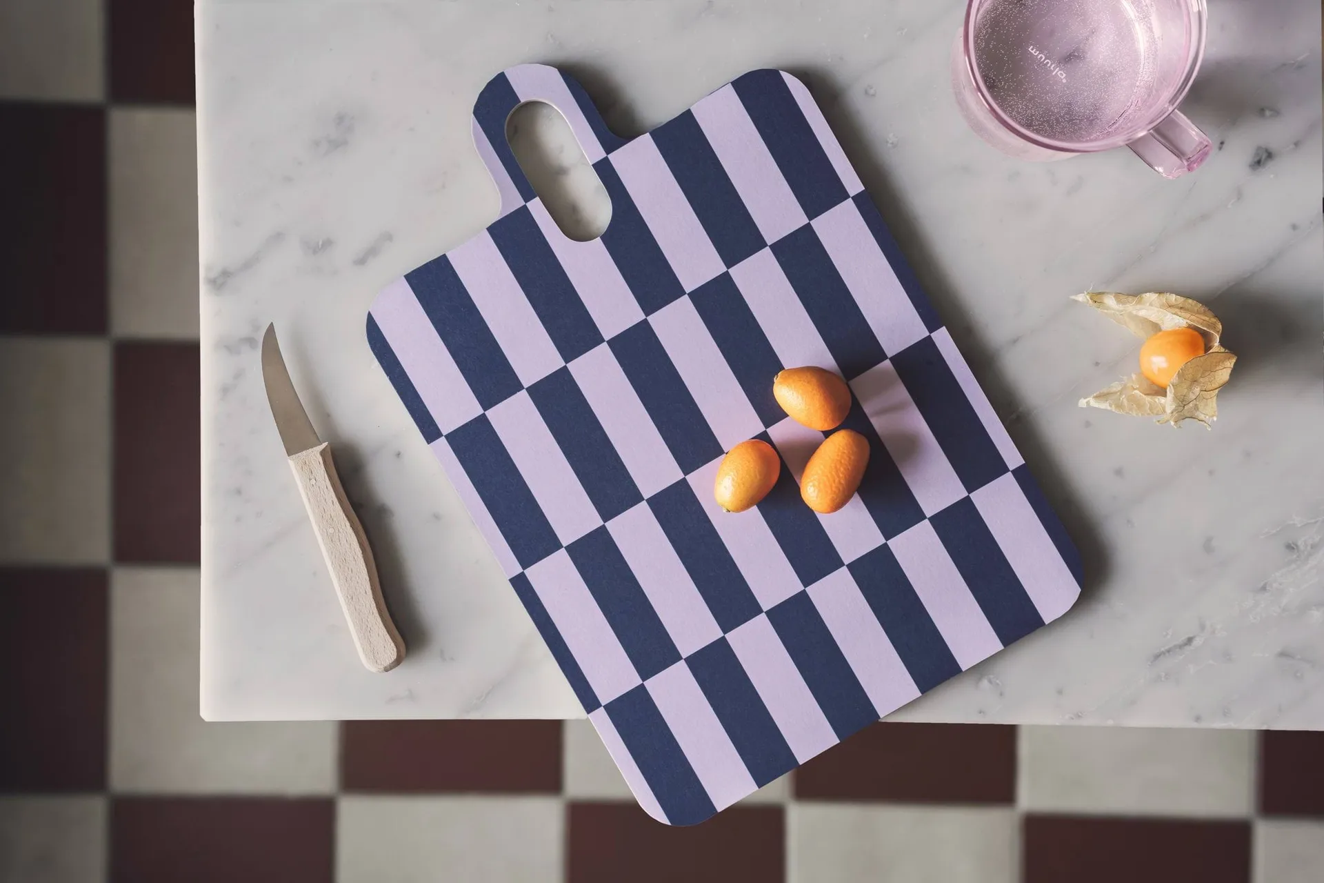Checks & Stripes Tablett 21 x 31cm, Lilac-blue-green Muurla