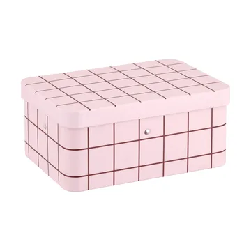 Checks & Stripes Teedose aus Blech - Pink-brown, 17,5x13x7,5 cm - Muurla
