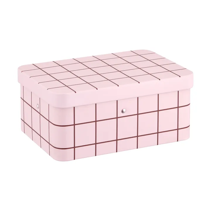Checks & Stripes Teedose aus Blech - Pink-brown, 17,5x13x7,5 cm - Muurla