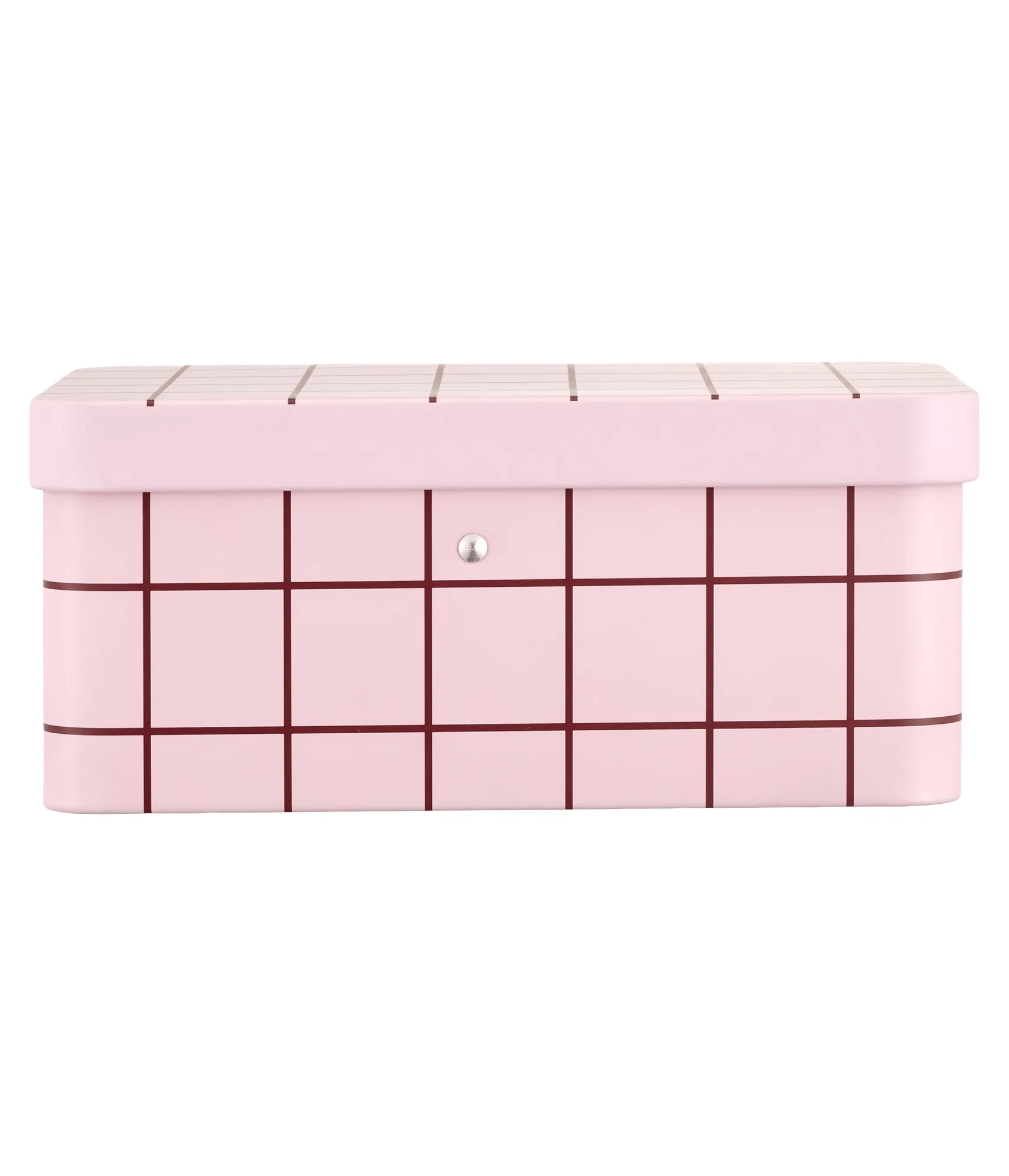 Checks & Stripes Teedose aus Blech, Pink-brown, 17,5x13x7,5 cm Muurla
