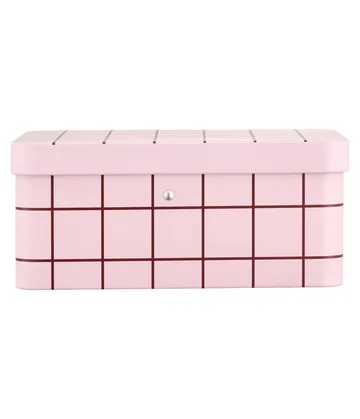 Checks & Stripes Teedose aus Blech - Pink-brown, 17,5x13x7,5 cm - Muurla