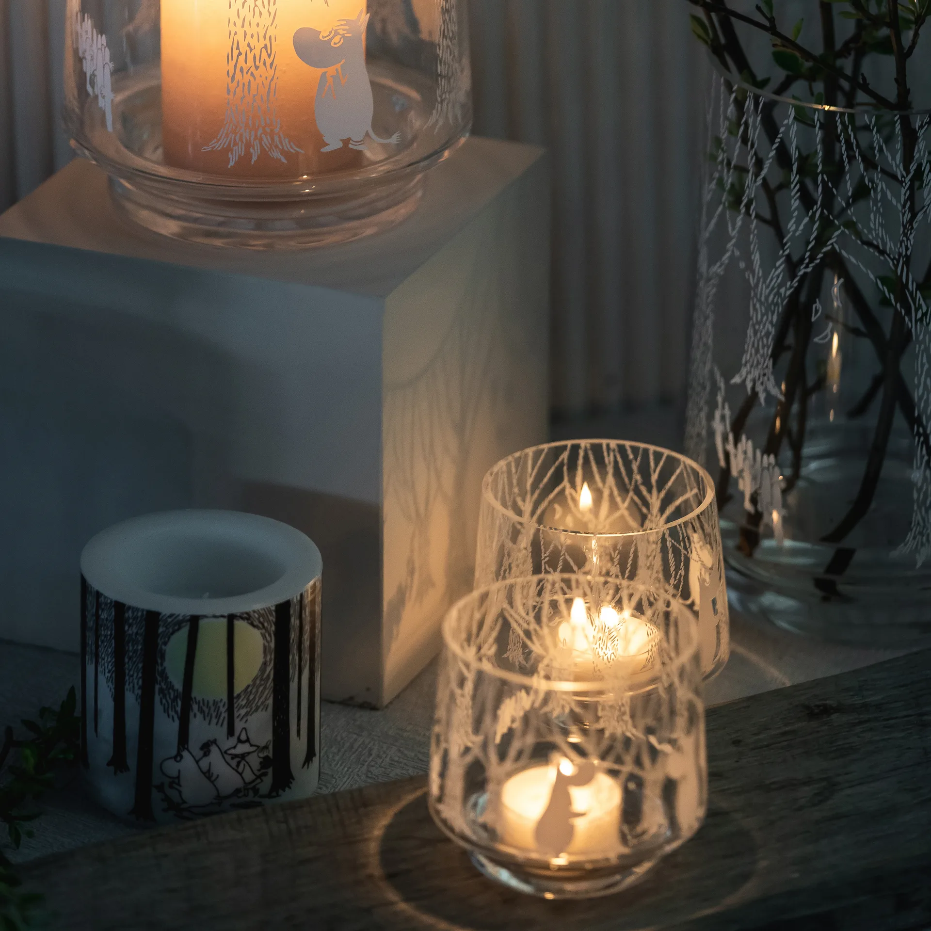 In the Woods Teelichthalter/Schale 8cm, Klar-weiß Muurla