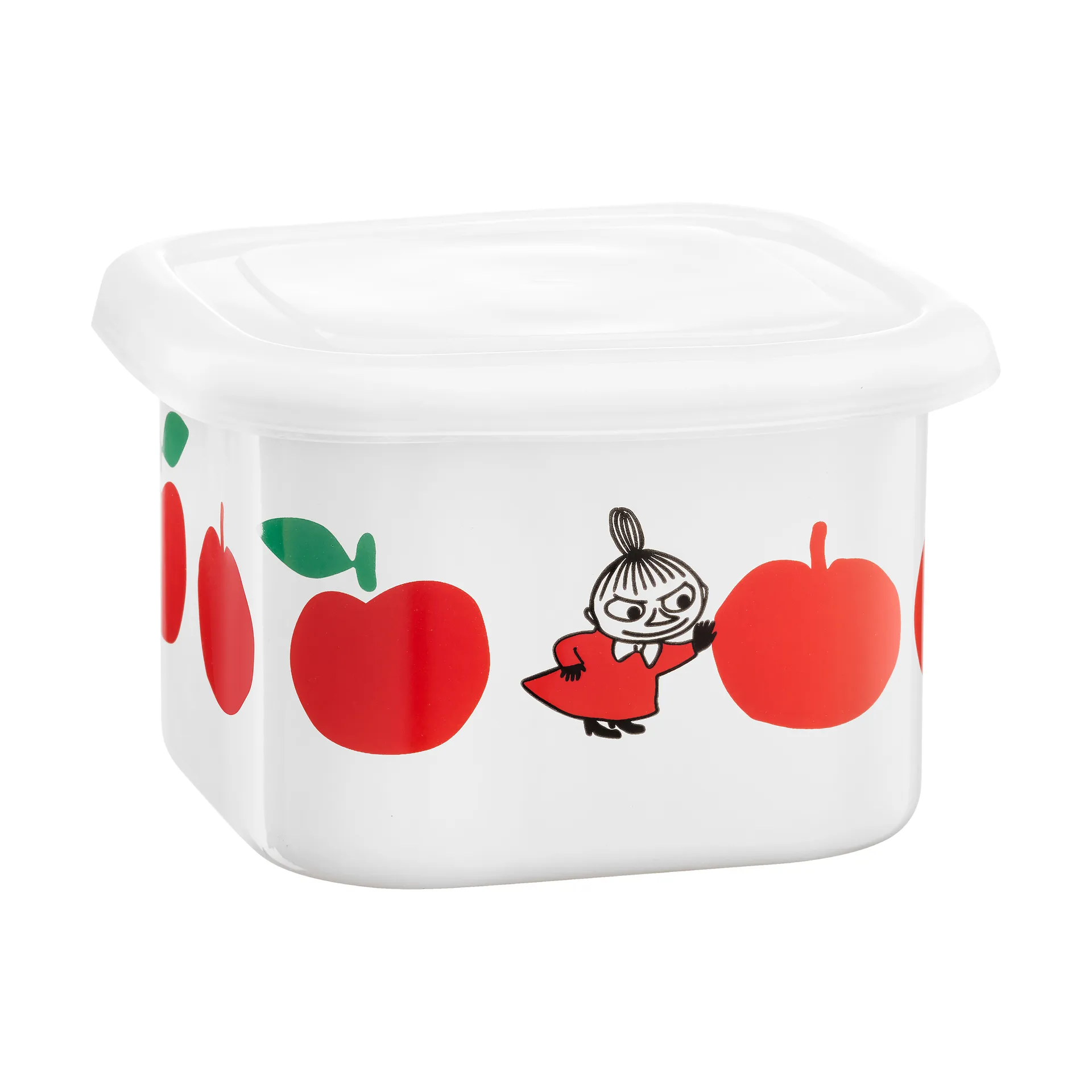 Mumin Emailldose mit Deckel 0,67 L, Joyfull Apples-Grün Muurla