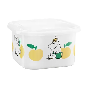 Mumin Emailldose mit Deckel 1 L - Joyfull Apples-Gelb - Muurla