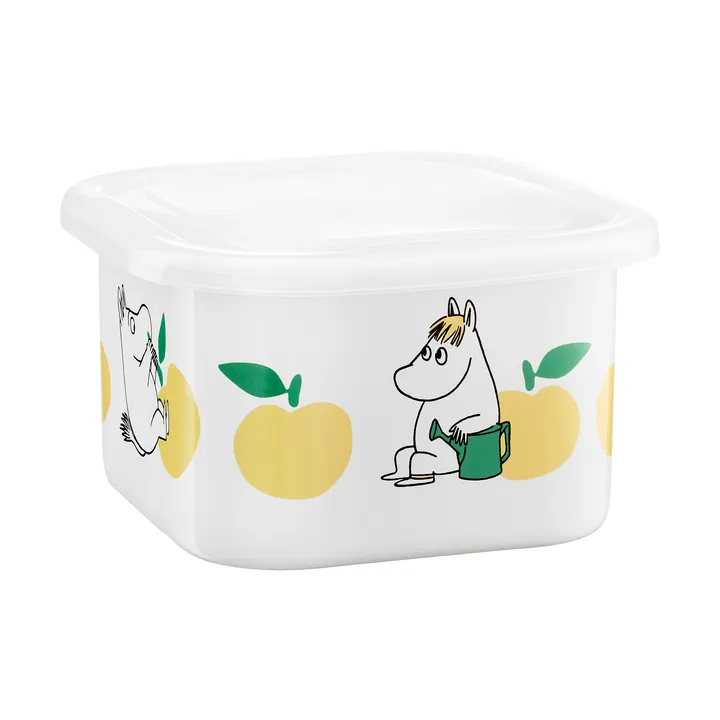 Mumin Emailldose mit Deckel 1 L - Joyfull Apples-Gelb - Muurla