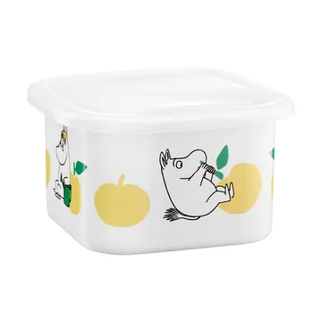 Mumin Emailldose mit Deckel 1 L - Joyfull Apples-Gelb - Muurla