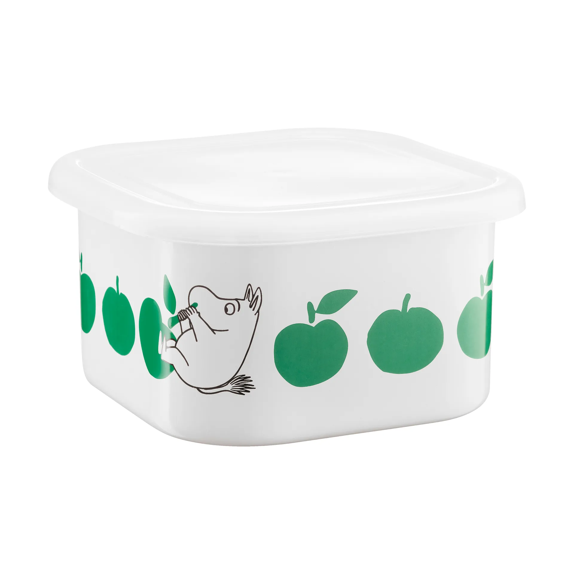 Mumin Emailldose mit Deckel 1,5 L, Joyfull Apples-Rot Muurla