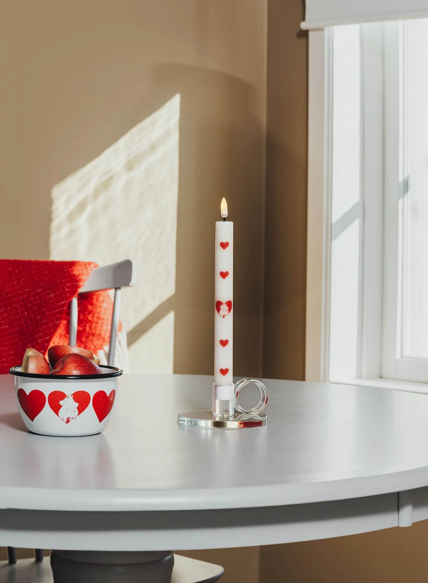 Mumin LED-Stabkerze 25 cm, Heart, 2-pack Muurla