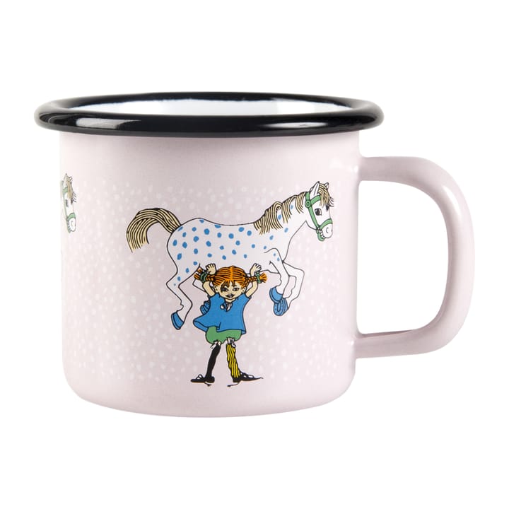 Pippi and the horse Emaillierte Tasse 1,5 dl, Light Pink Muurla