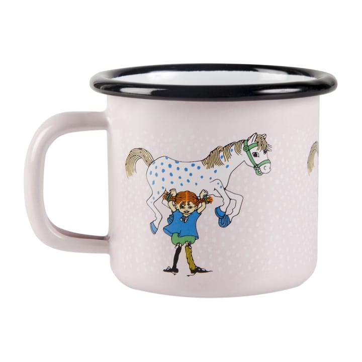 Pippi and the horse Emaillierte Tasse 1,5 dl, Light Pink Muurla