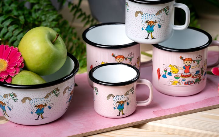 Pippi and the horse Emaillierte Tasse 1,5 dl, Light Pink Muurla