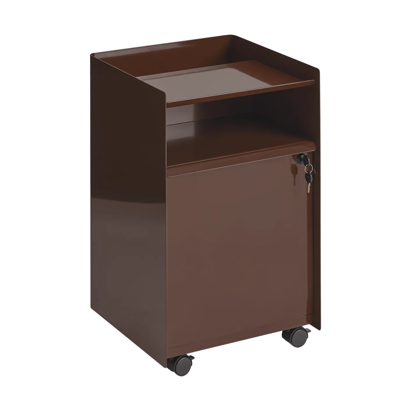 Folded Trolley Rollwagen mit Schrank, Dunkelrot Muuto