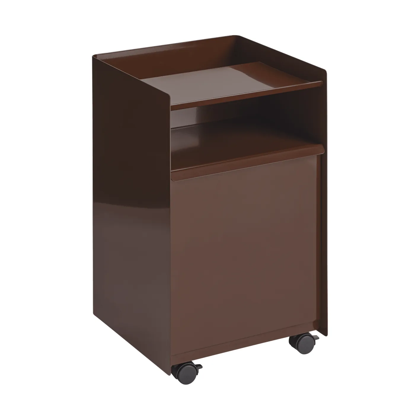 Folded Trolley Rollwagen mit Schublade, Dunkelrot Muuto