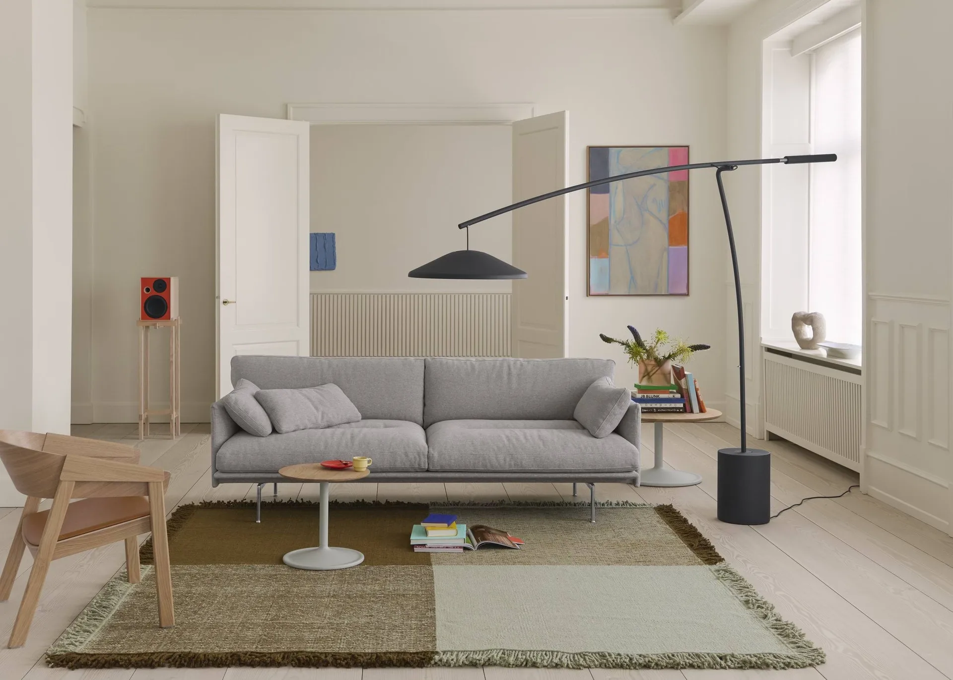 Verso Wollteppich, Cool grey-Dunkelbraun, 258x258 cm Muuto