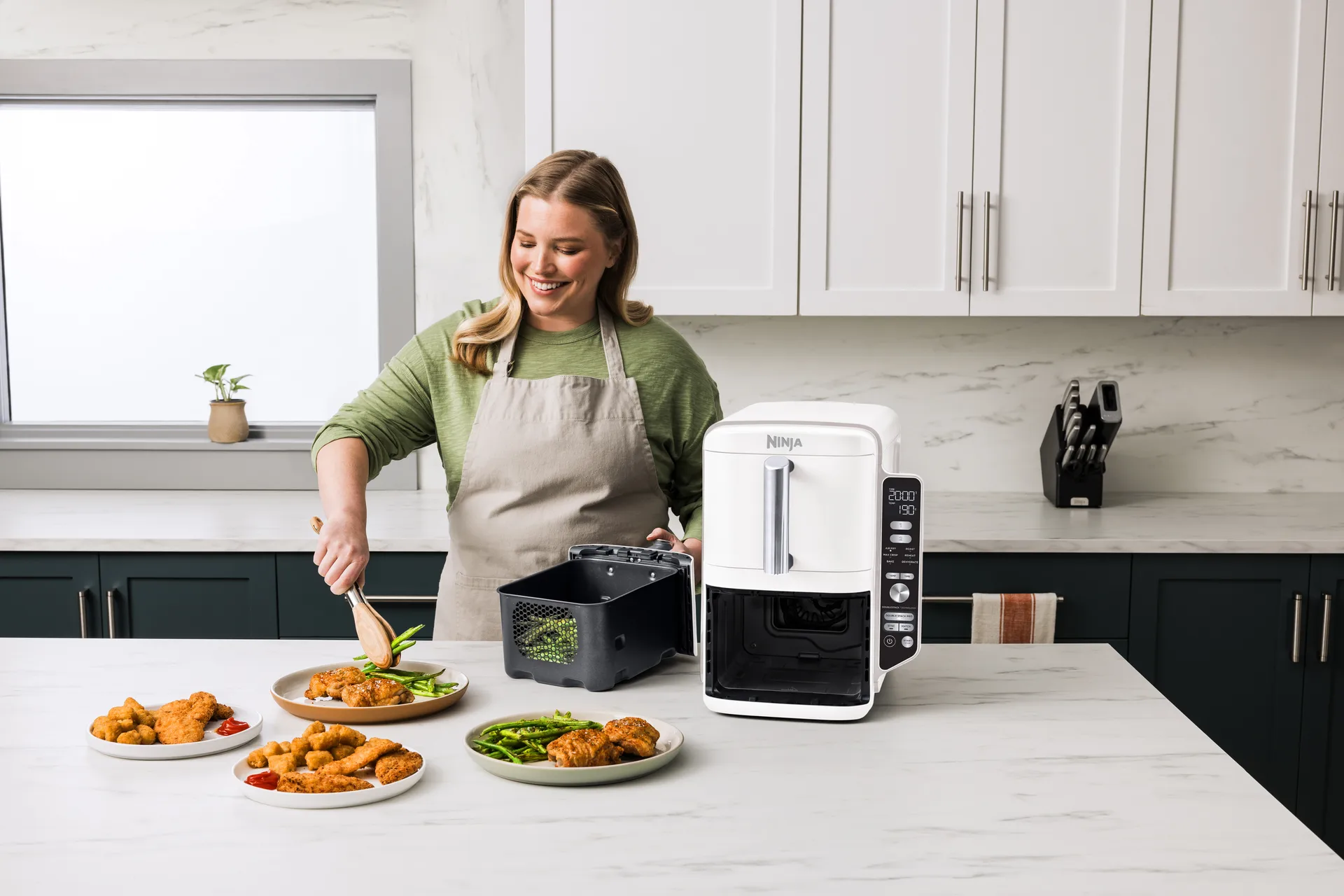 Ninja Air Fryer SL400EUWH Double Stack XL- 2 Schubladen 9,5 l, Weiß Ninja