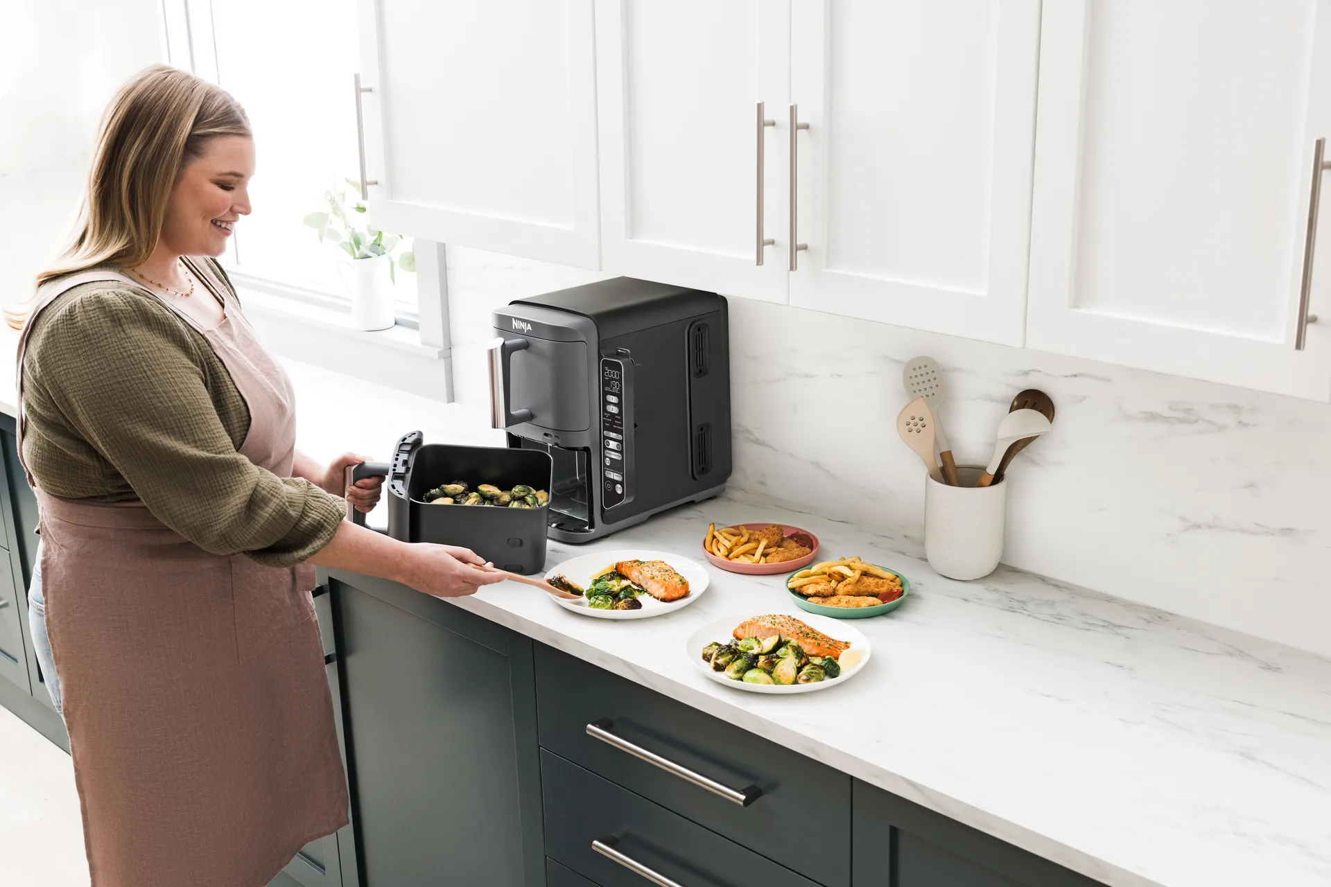 Ninja Air Fryer SL451EU Stacked Dual Zone XL 9,5 L, Schwarz Ninja