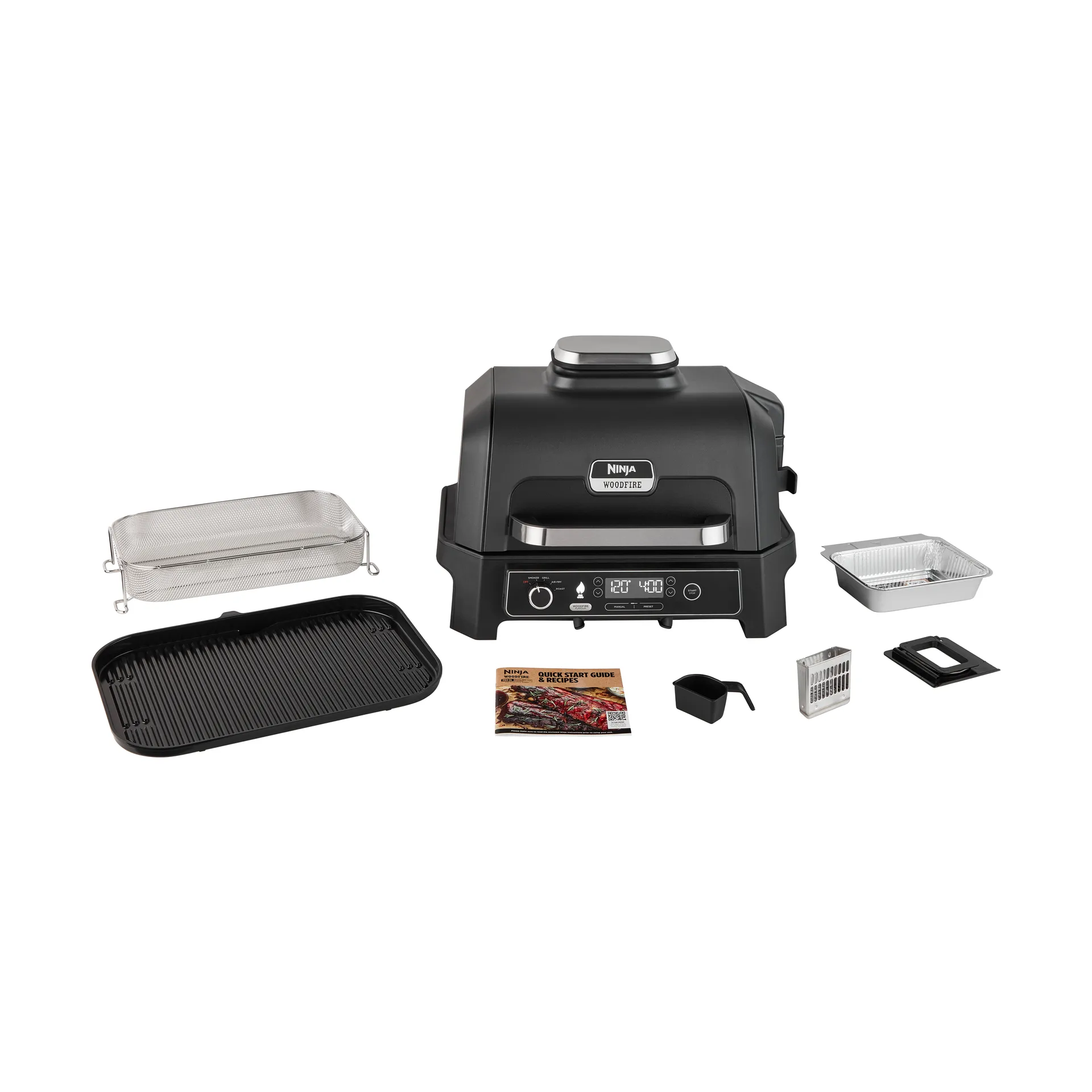 Ninja Woodfire Elektrogrill OG850EU Smart Cook System, Schwarz Ninja
