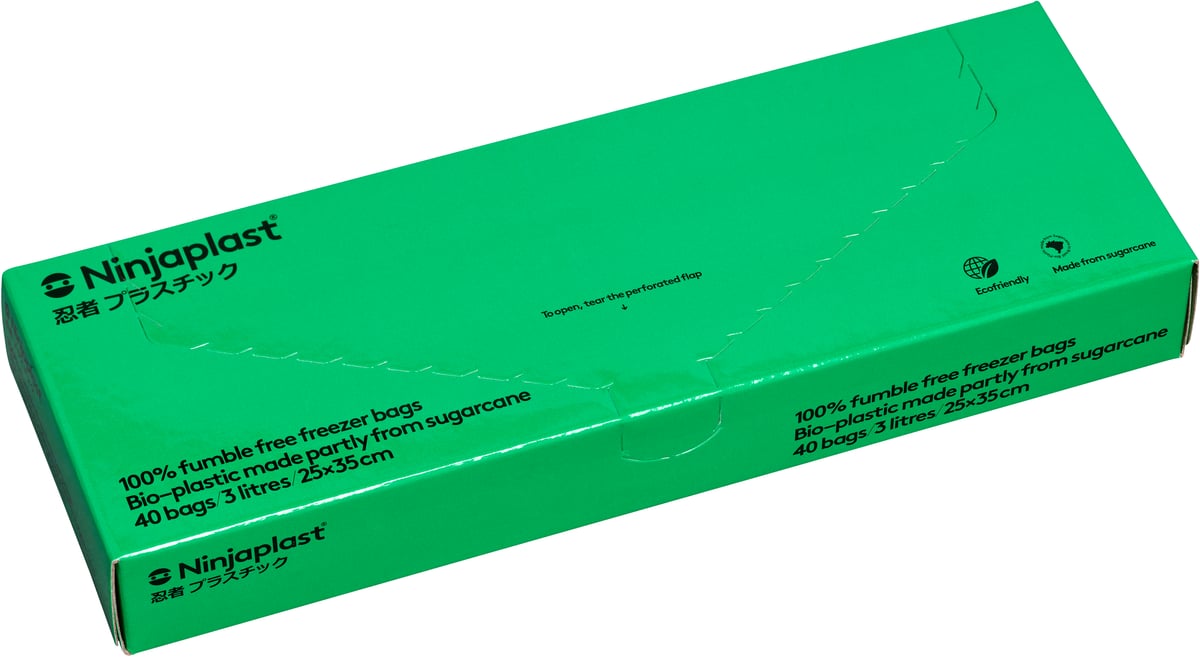 Ninjaplast Gefrierbeutel Bioplastik 3 l 40er-Pack Grün