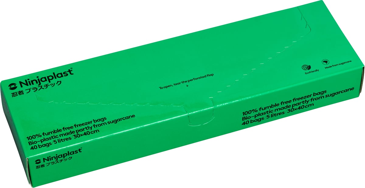 Ninjaplast Gefrierbeutel Bioplastik 5 l 40er-Pack Grün