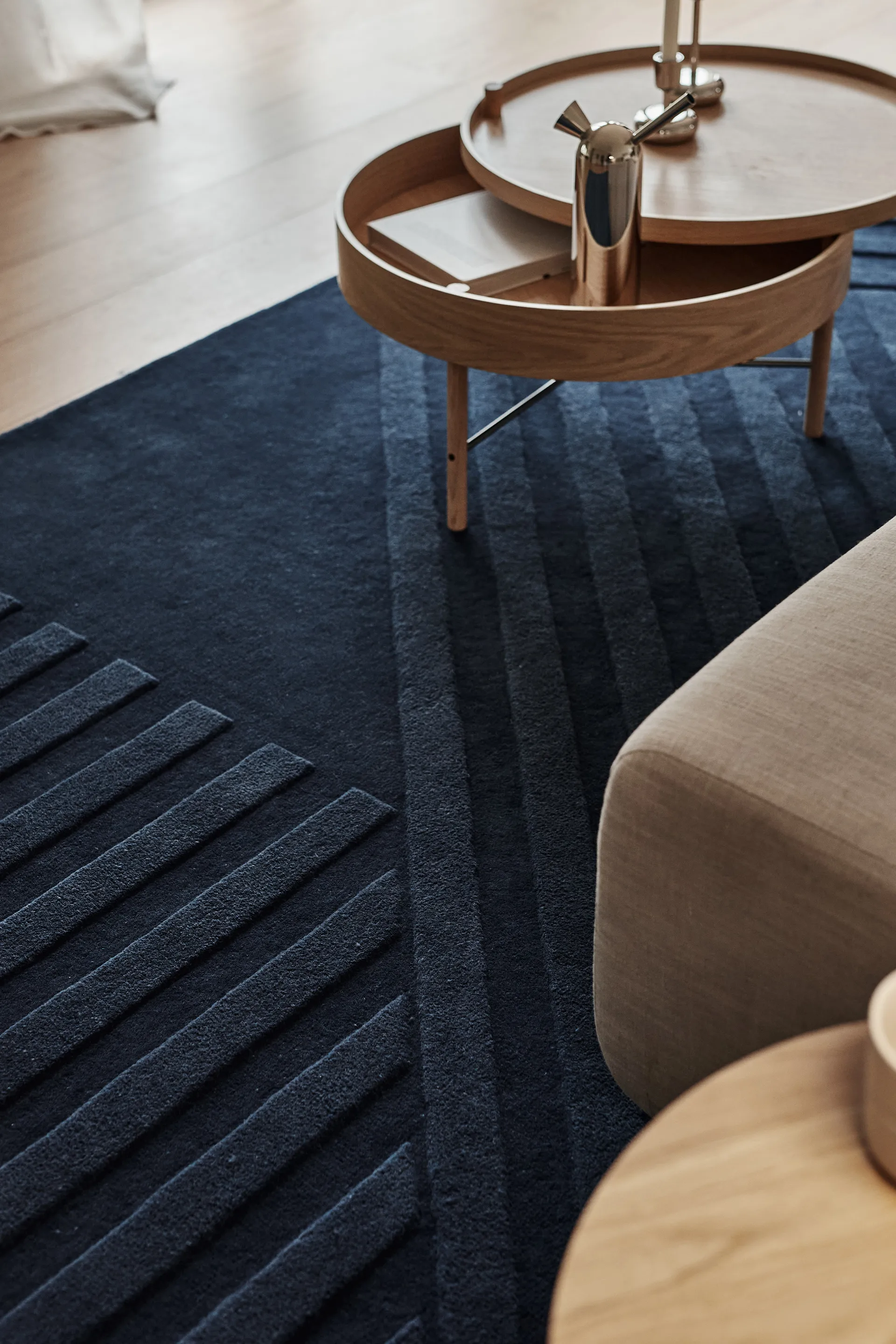 Levels Stripes Wollteppich, Blau, 170x240 cm NJRD