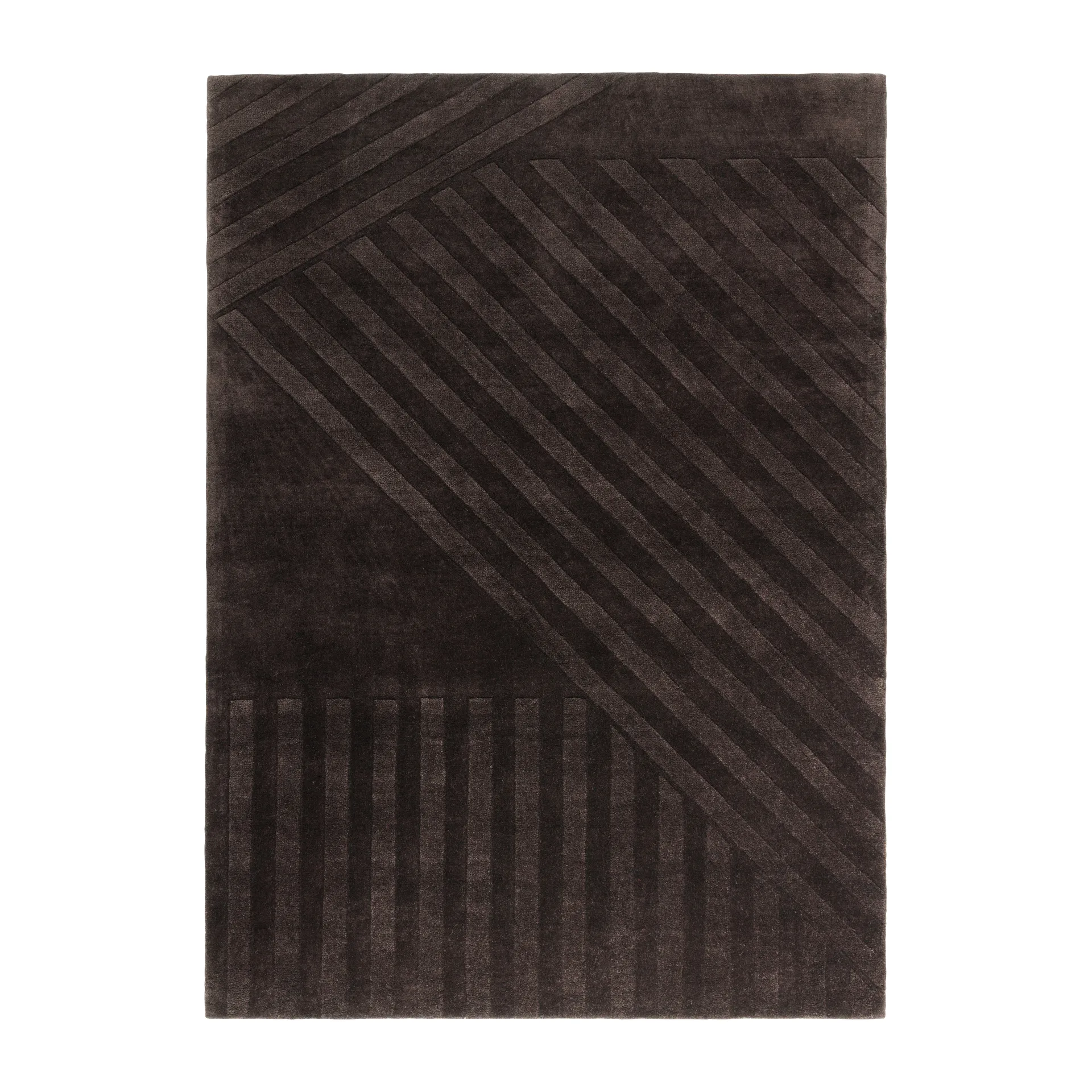 Levels Stripes Wollteppich, Braun, 170x240 cm NJRD