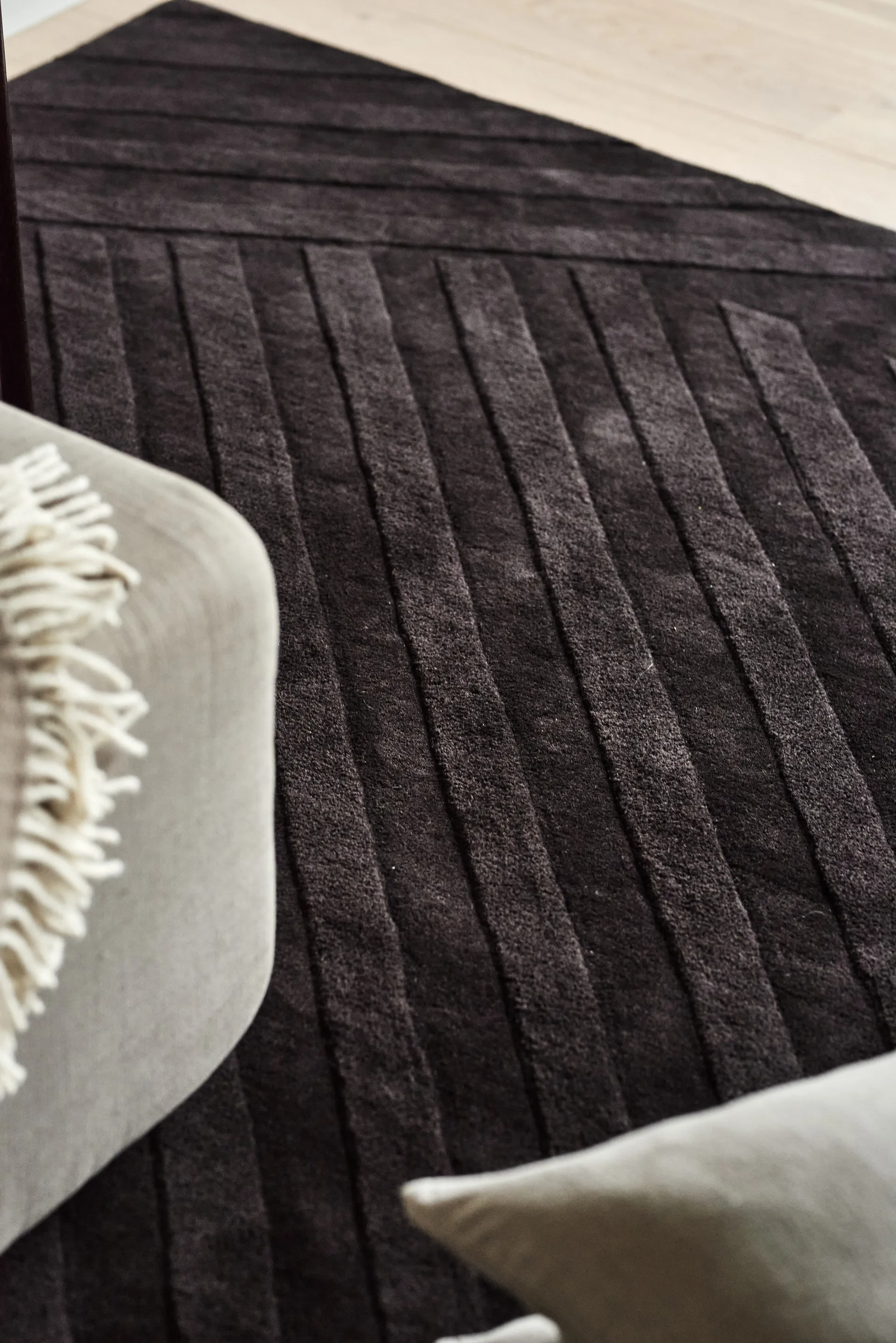 Levels Stripes Wollteppich, Braun, 170x240 cm NJRD