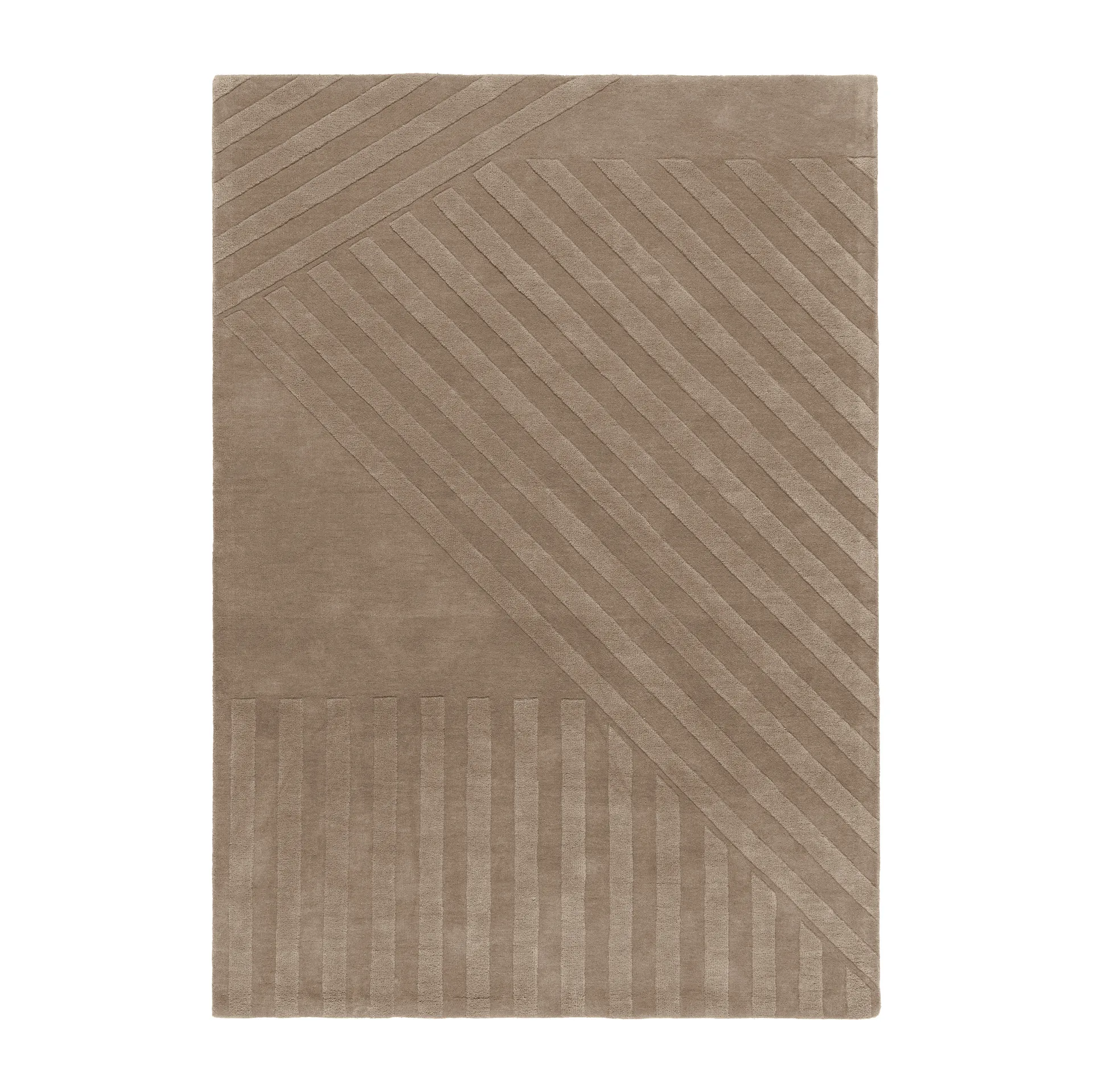 Levels Stripes Wollteppich, Maulwurfbraun, 200x300 cm NJRD