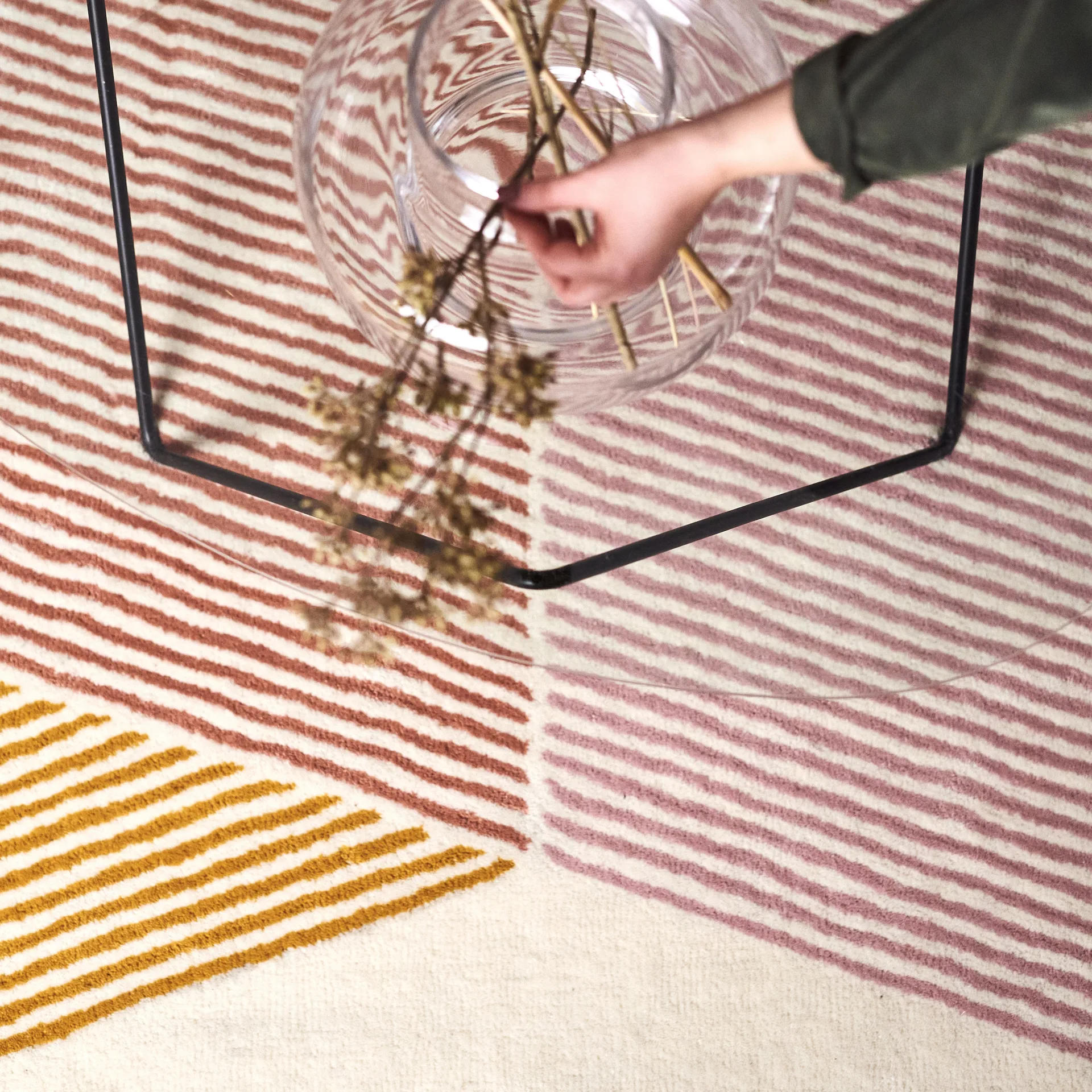 Rectangles Wollteppich rosa, 200 x 300cm NJRD