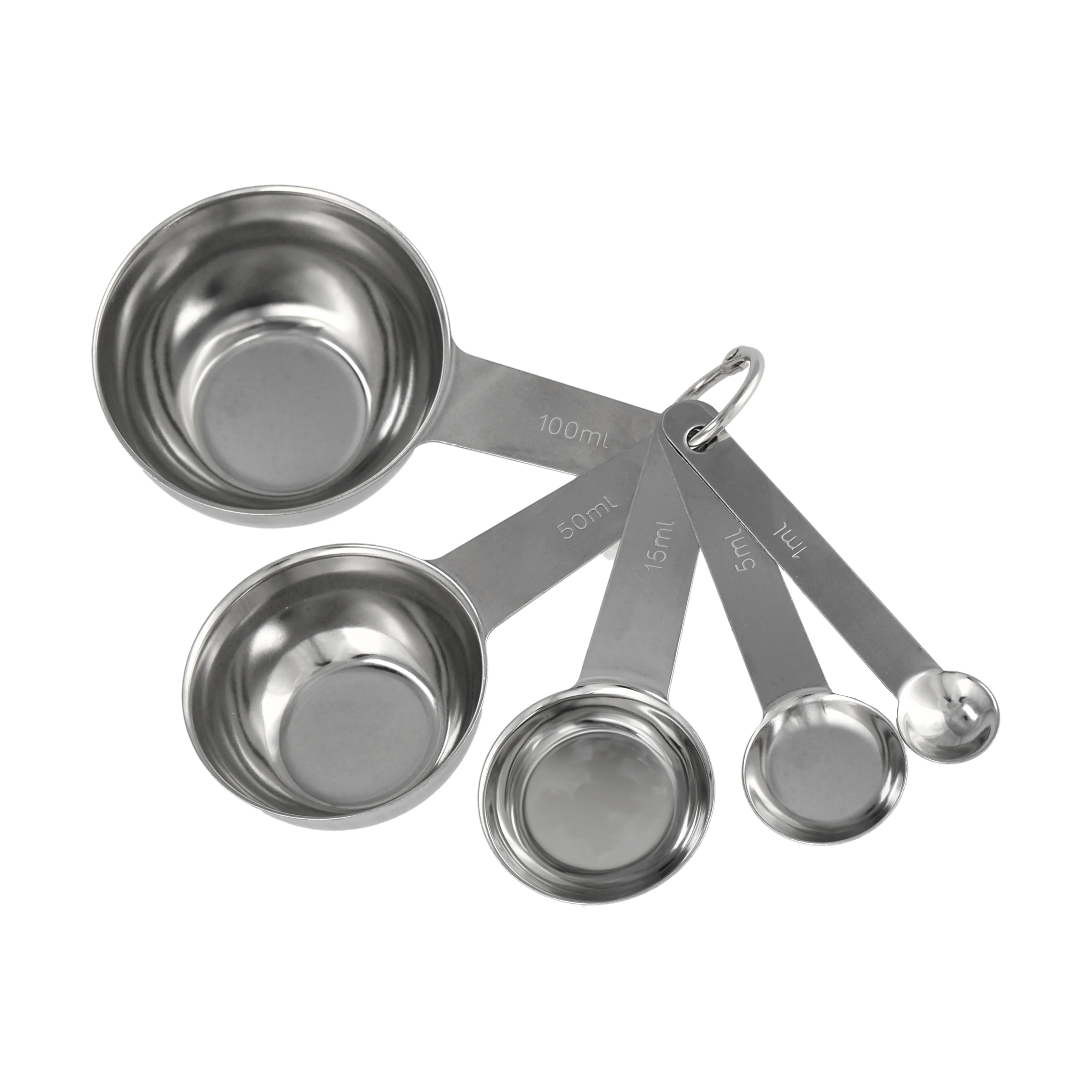 NERTHUS Messlöffel-Set 5-teilig | 1,25 Ml Bis 15 Ml, BPA-frei, Stapelbar, Spülmaschinenfest, Grau