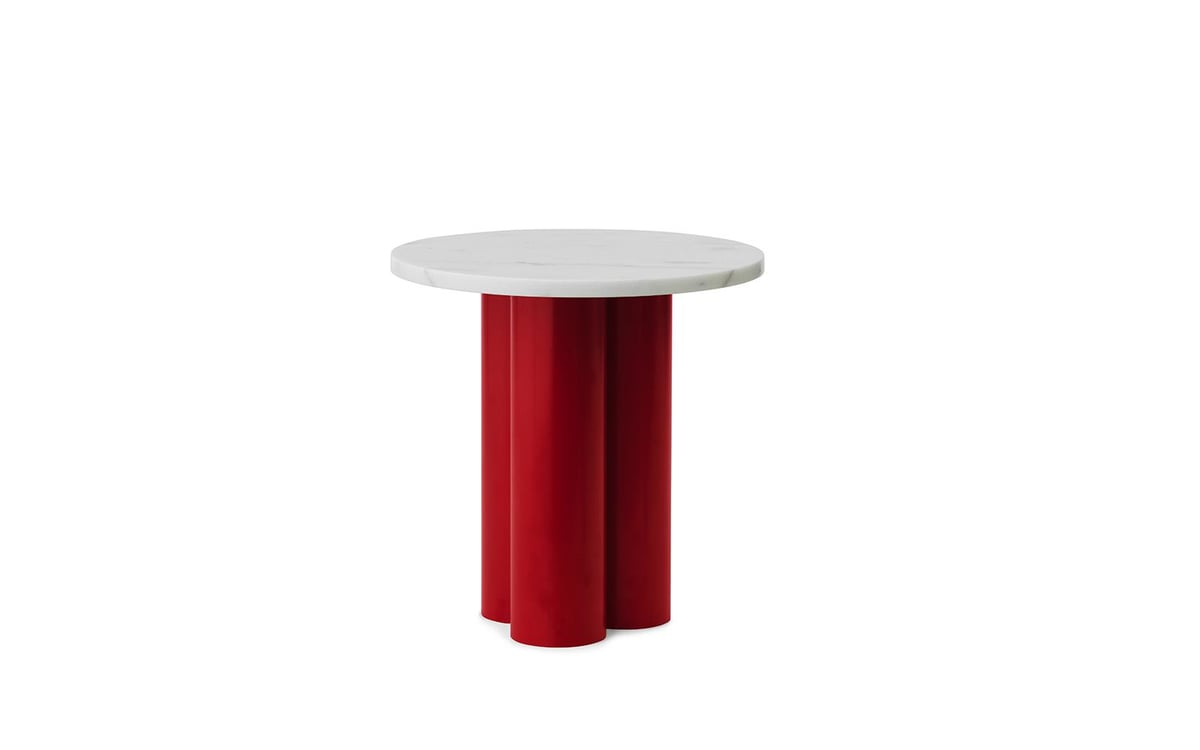 Normann Copenhagen Dit Beistelltisch Ø40 cm Klarrot-Weiß-Carrara