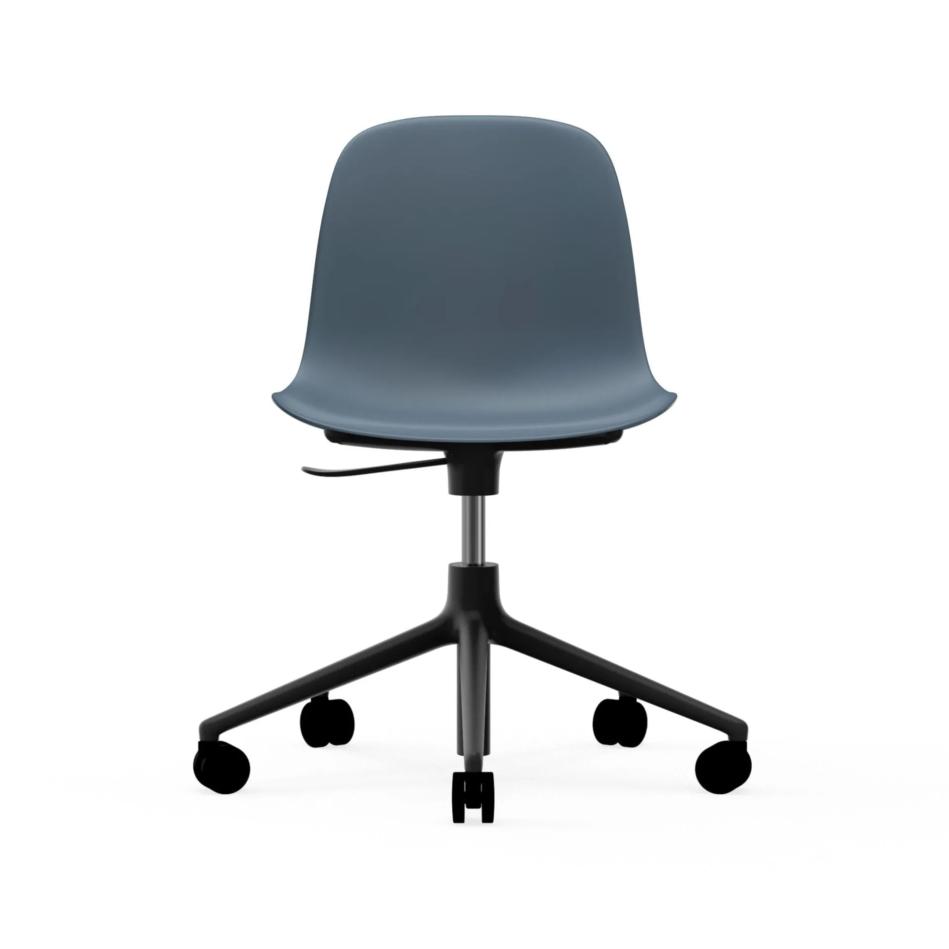 Form chair drehbar, 5W Bürostuhl, Blau, Schwarzes Aluminium, Rollen Normann Copenhagen