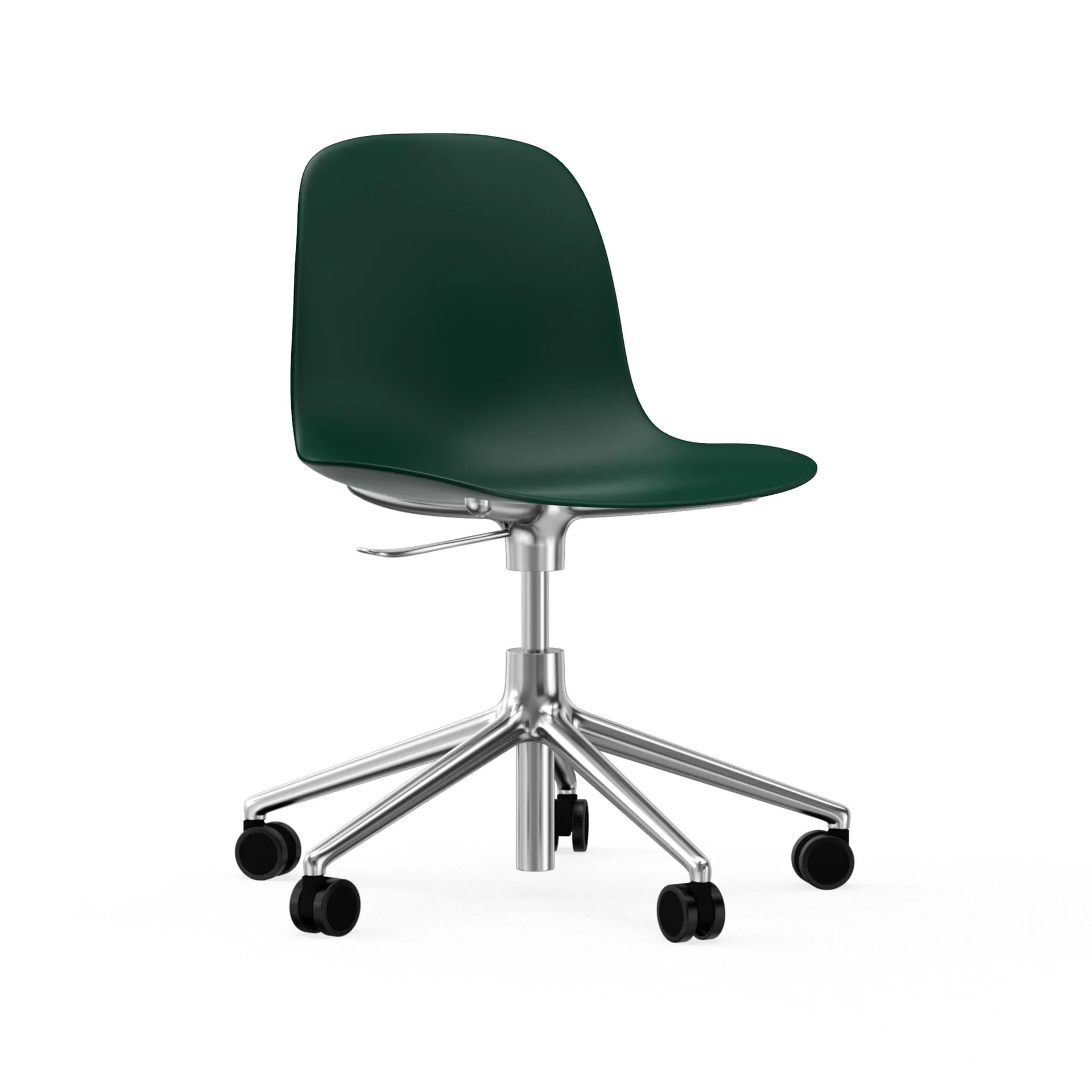 Form chair drehbar, 5W Bürostuhl, Grün, Aluminium, Rollen Normann Copenhagen