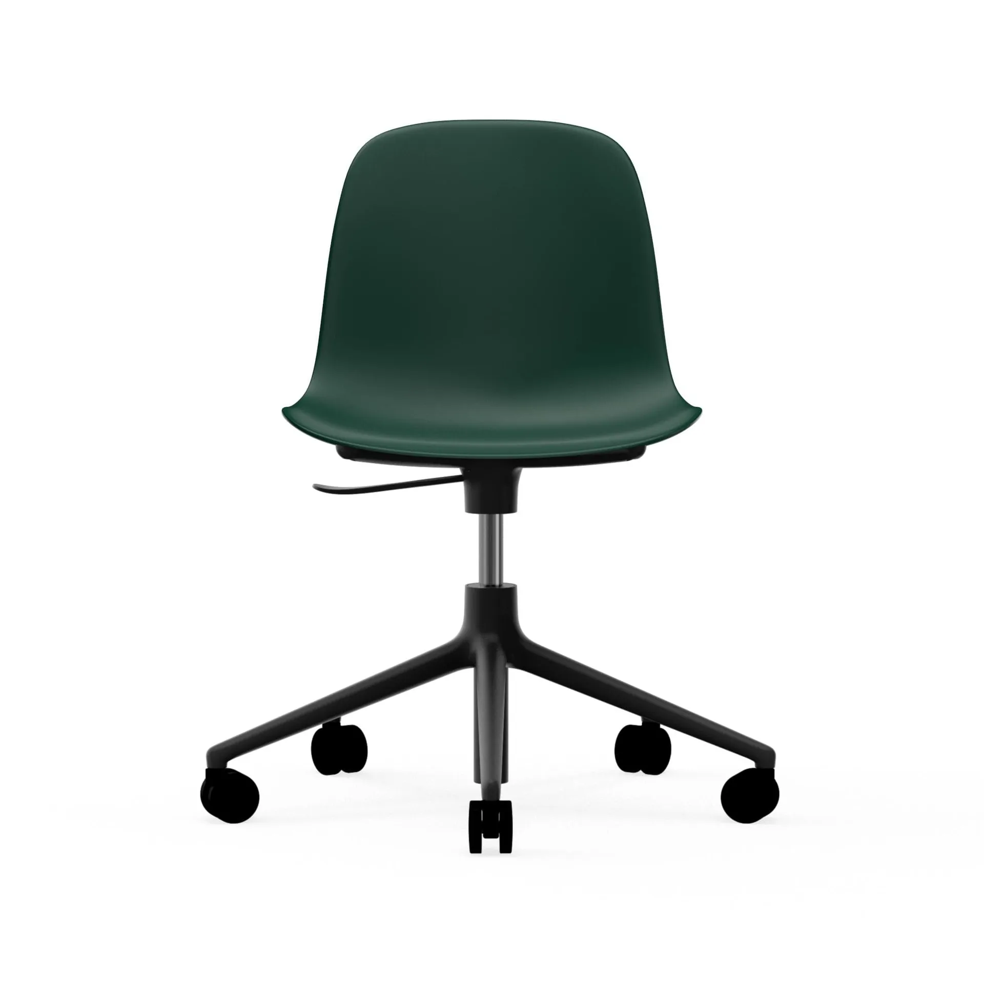 Form chair drehbar, 5W Bürostuhl, Grün, Schwarzes Aluminium, Rollen Normann Copenhagen