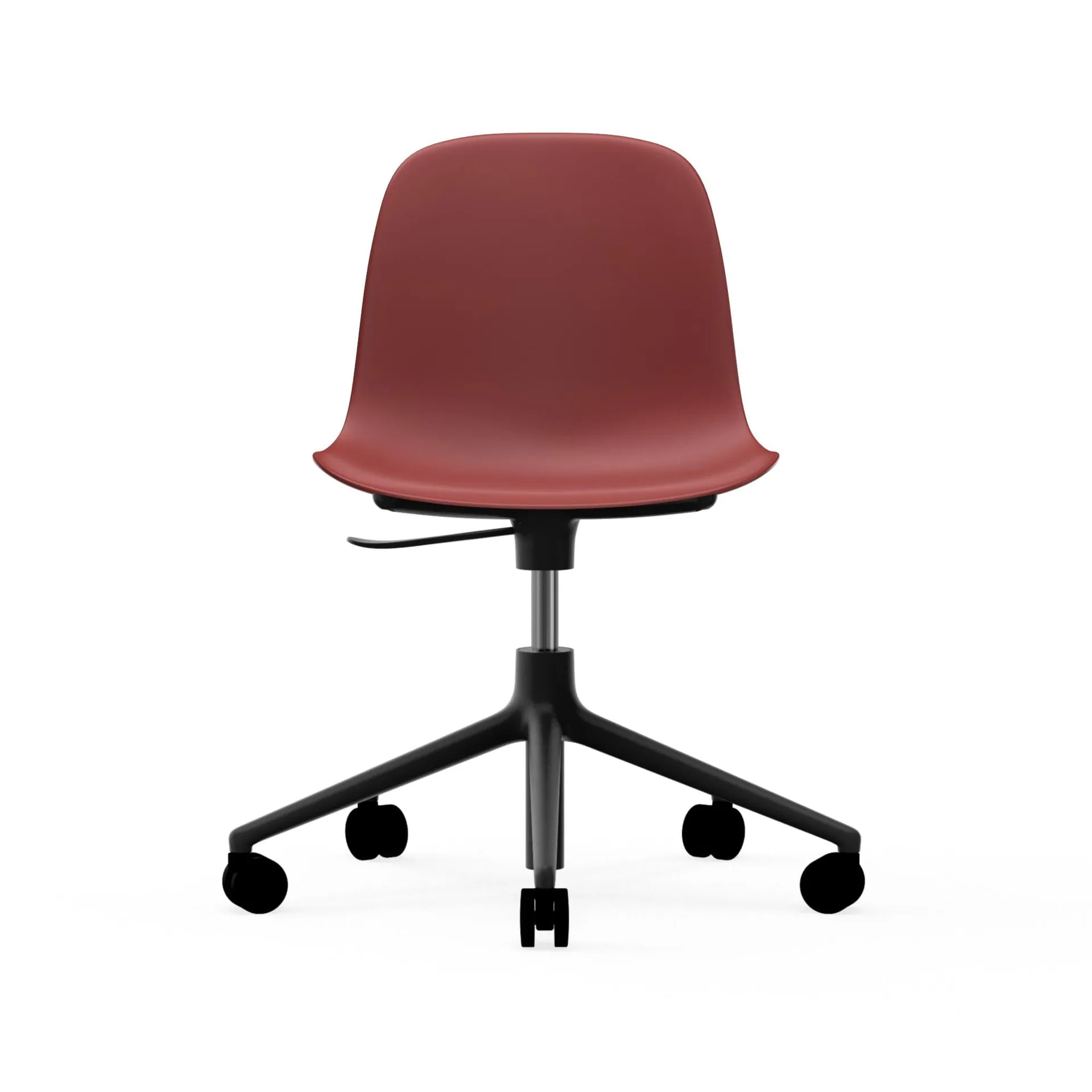Form chair drehbar, 5W Bürostuhl, Rot, Schwarzes Aluminium, Rollen Normann Copenhagen