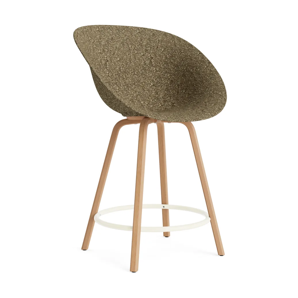 Mat Bar Armchair Armlehnstuhl 65 cm, Seaweed-beech-cream steel Normann Copenhagen