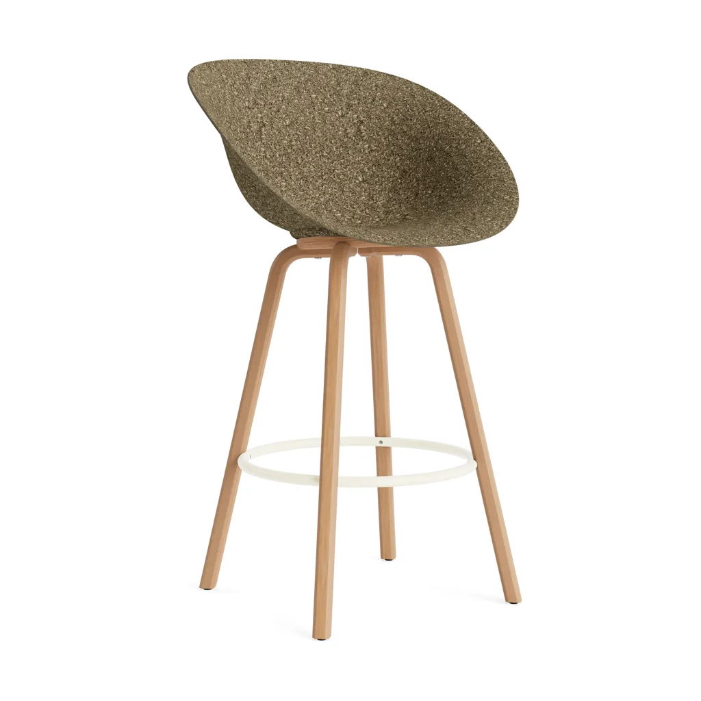 Mat Bar Armchair Armlehnstuhl 75 cm, Seaweed-beech-cream steel Normann Copenhagen