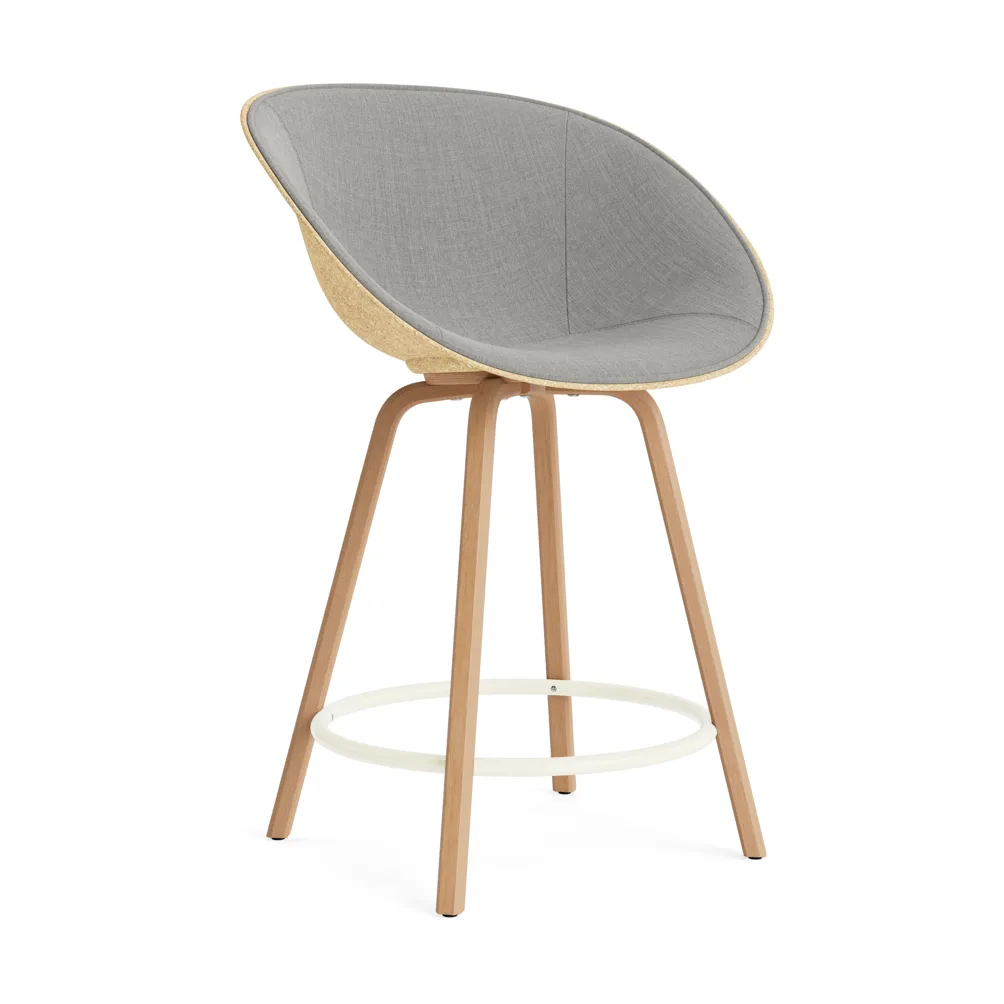 Mat Bar Armchair Armlehnstuhl mit Vorderpolsterung, 65 cm, Remix 133-hemp-beech-cream steel Normann Copenhagen