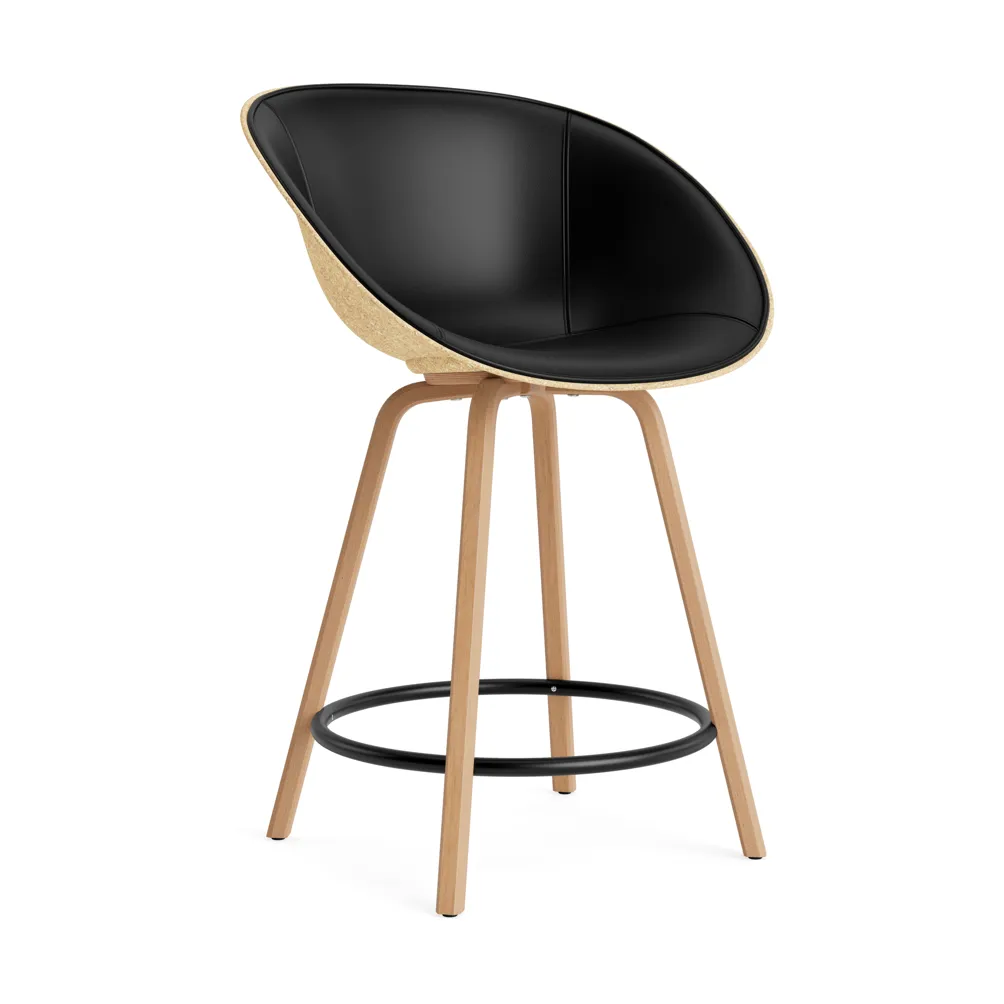 Mat Bar Armchair Armlehnstuhl mit Vorderpolsterung, 65 cm, Ultra 41599-hemp-beech-black steel Normann Copenhagen