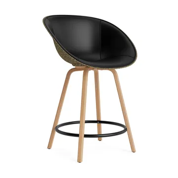 Mat Bar Armchair Armlehnstuhl mit Vorderpolsterung, 65 cm - Ultra 41599-seaweed-beech-black steel - Normann Copenhagen