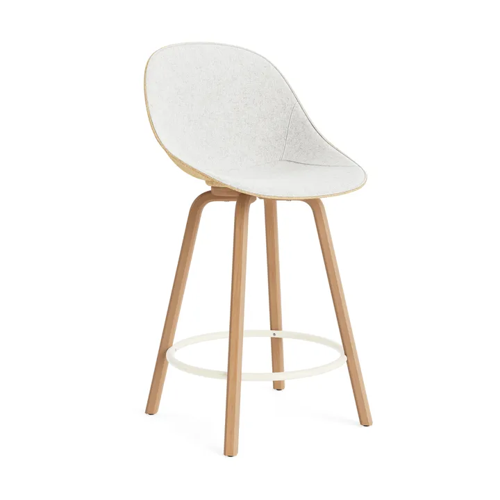 Mat Bar Chair Barhocker mit Vorderpolsterung, 65 cm - Hallingdal 110-hemp-beech-cream steel - Normann Copenhagen